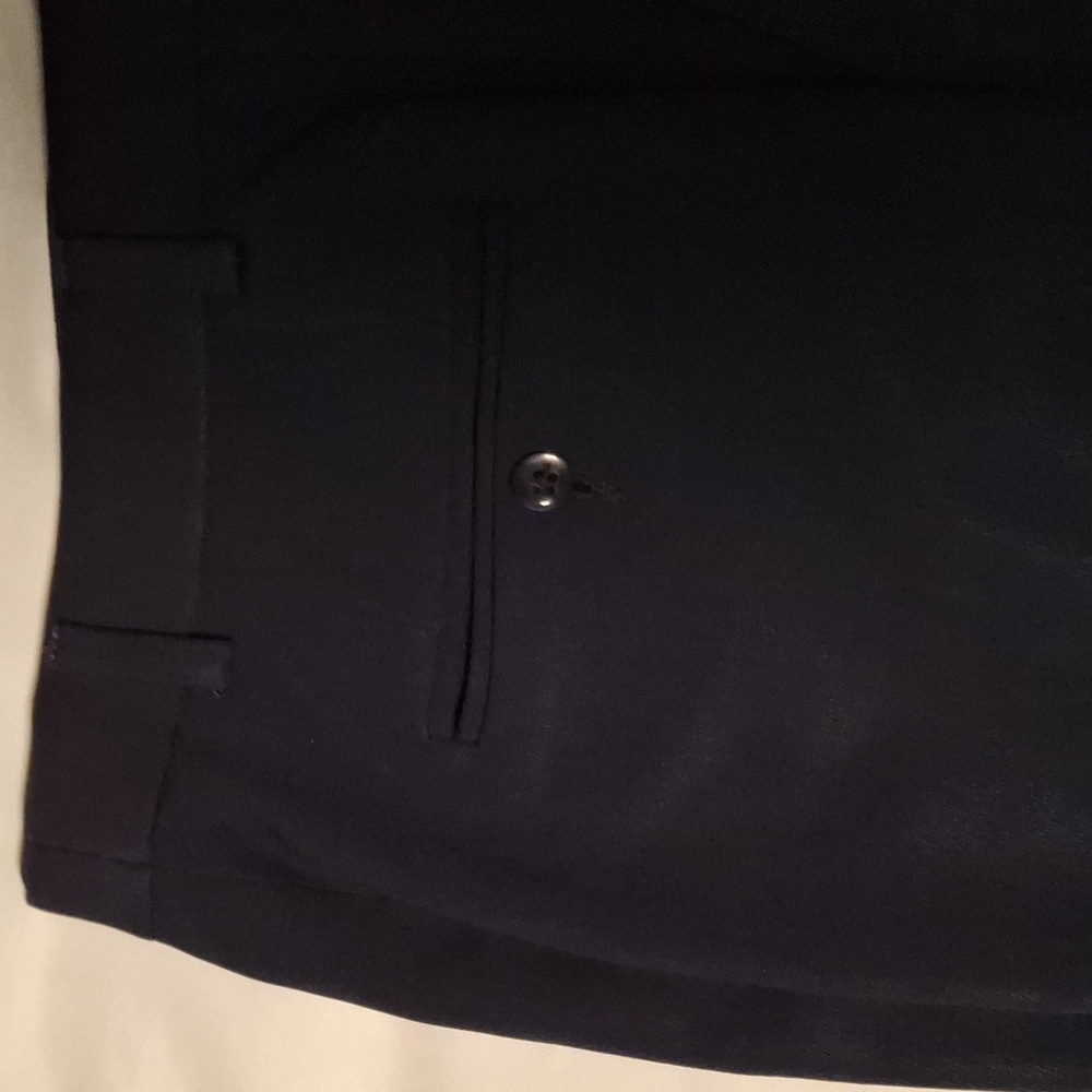 Giorgio Armani Navy Blue Wool Dress Pants with Tapered Fit and Crease - Picture 2 of 9